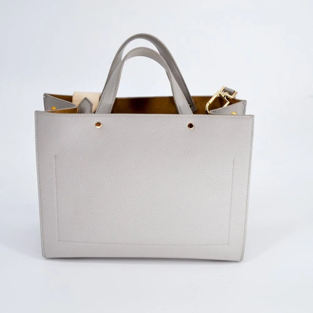 OAD Mini Pocket Tote Cool Grey Pebble Leather Crossbody Shopper Bag